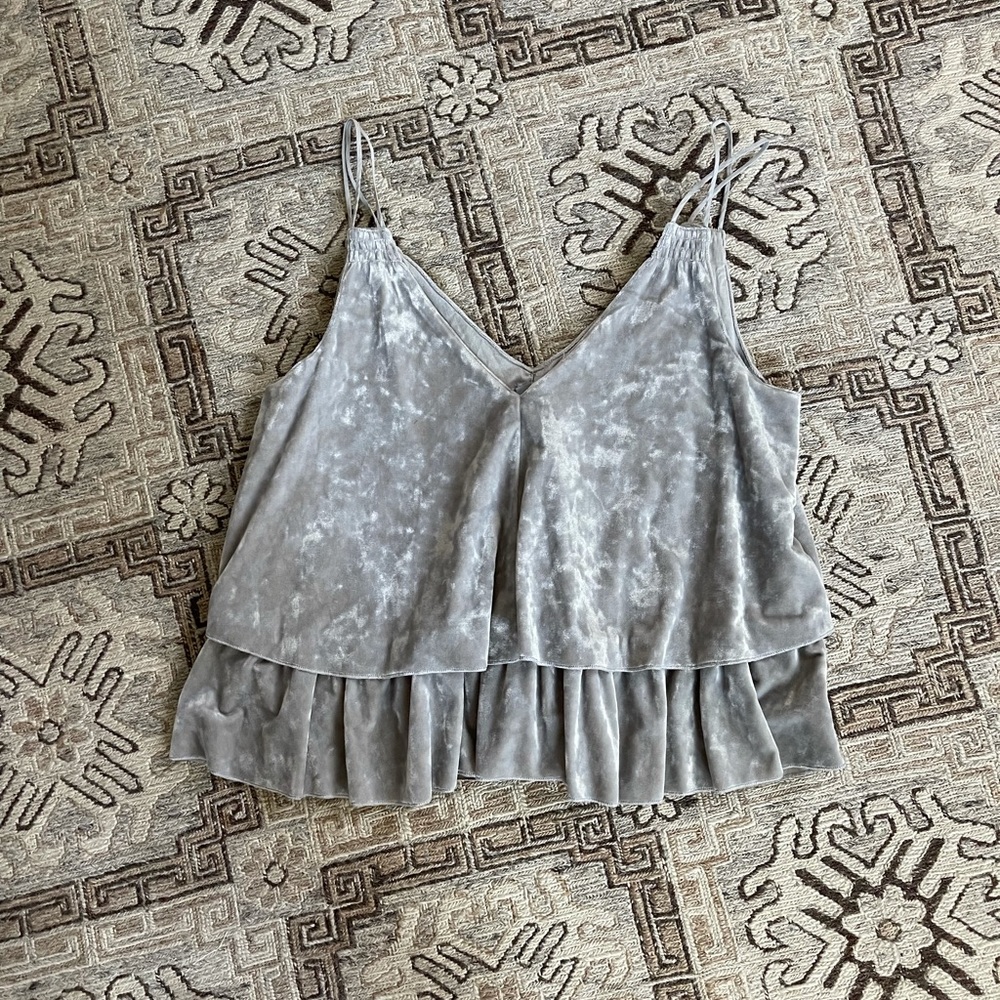 AERIE velvet grey low neck fancy tank top
